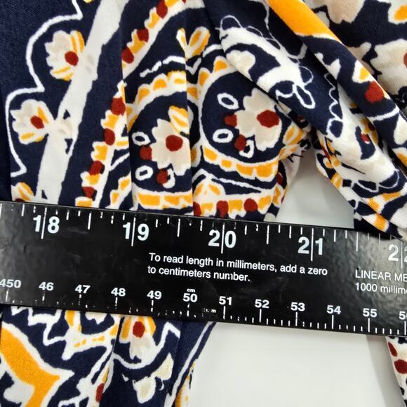 JM Collection Women's Plus Floral V Neck Waist Tie Detail‎ Blouse Blue Yellow 2X - Picture 11 of 12